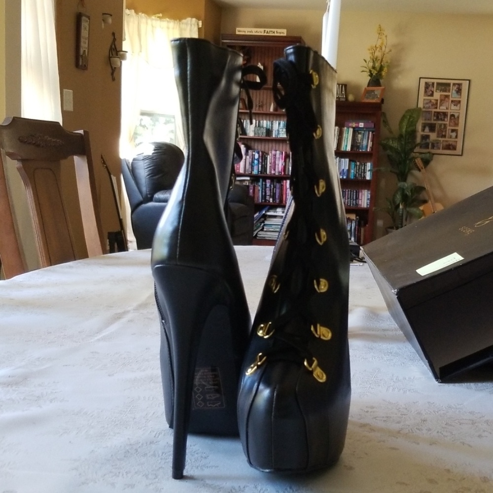 Black leather boots